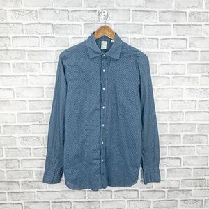 Finamore Napoli Men's Blue geo print Button up Shirt Long Sleeve sz M Italy Made